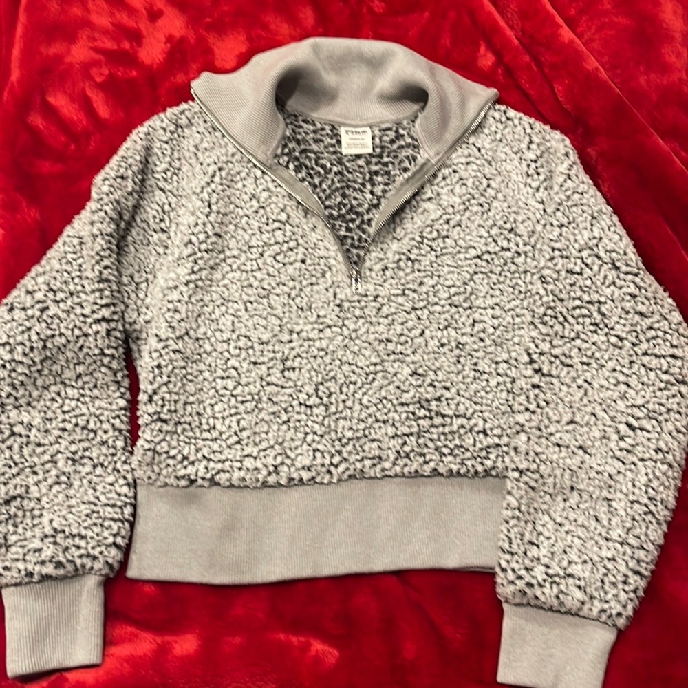Pink Sherpa hoodie cropped